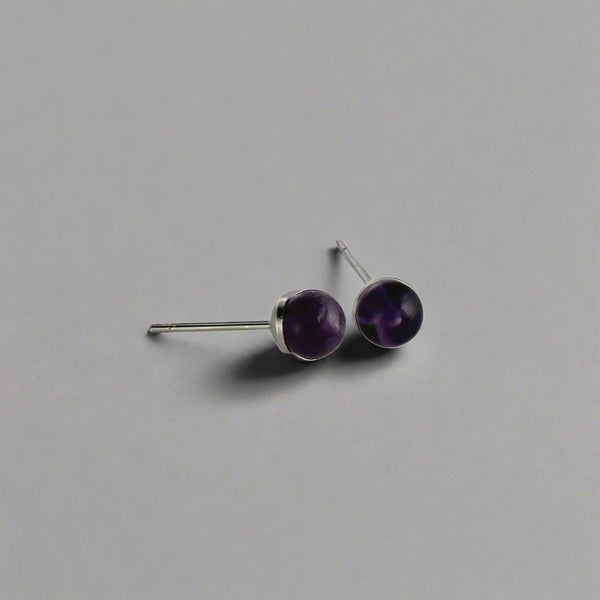 Amethyst Round Post Earring