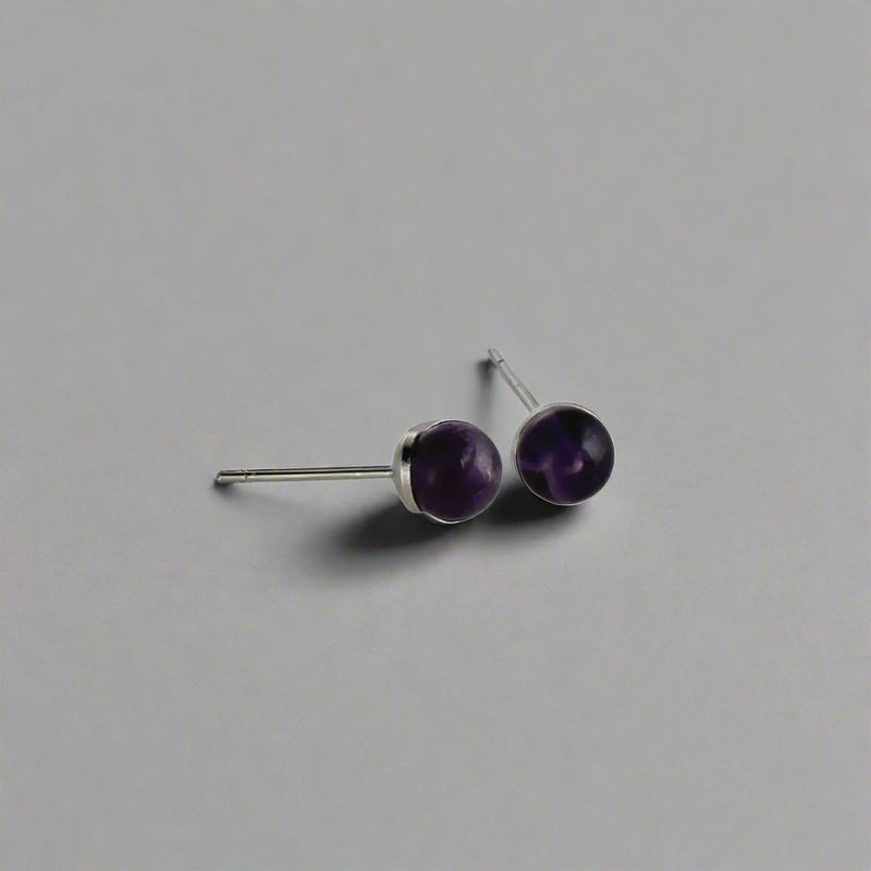 Amethyst Round Post Earring