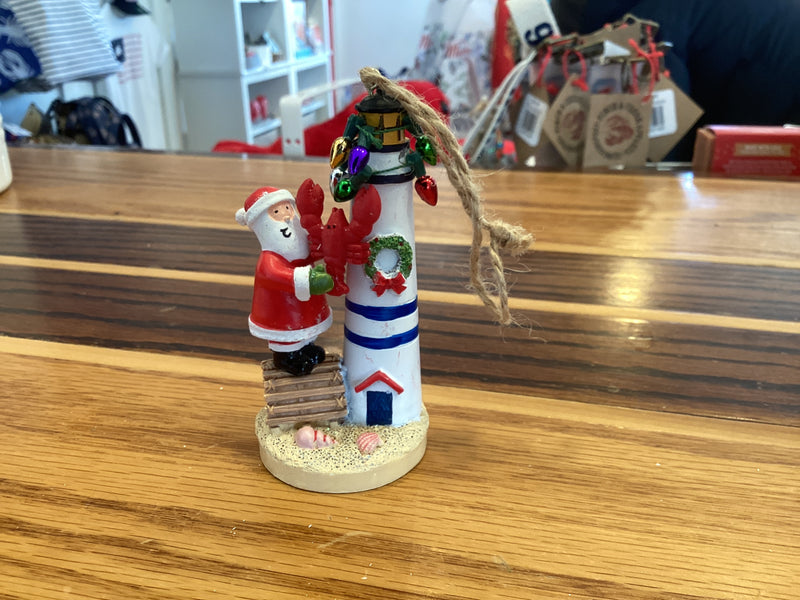 Santa with Lighthouse Ornament