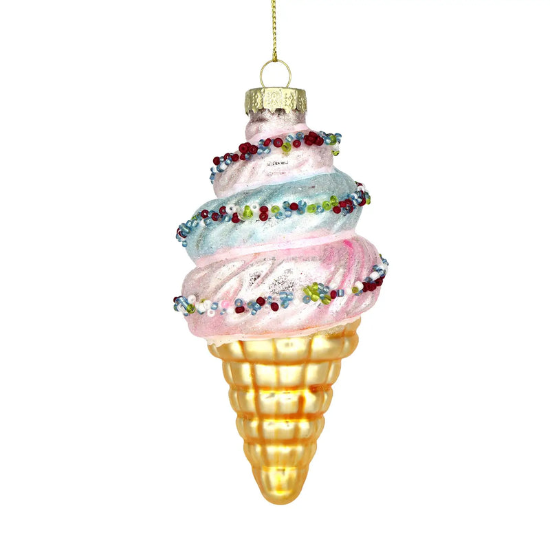 Christmas Ornament Glass Vintage Ice Cream Cone