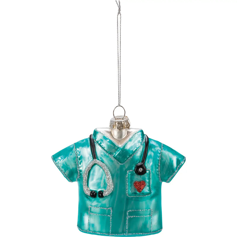 Glass Nurse Scrubs Ornament