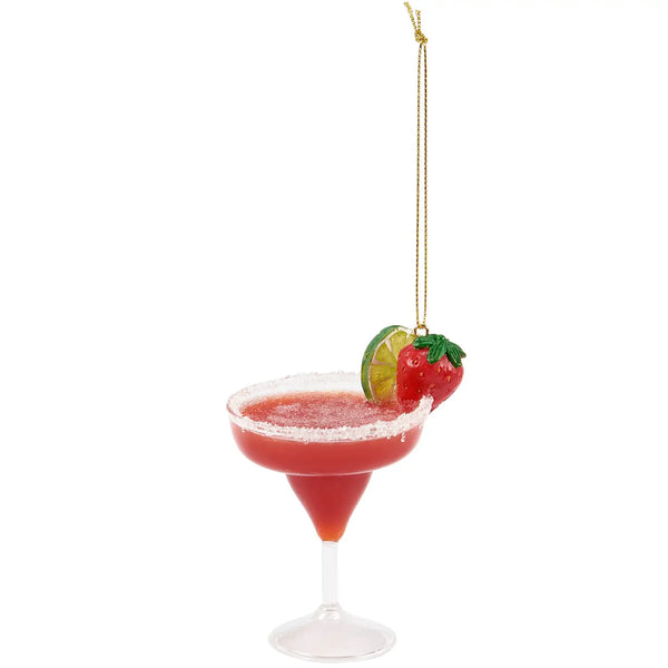 Glass Strawberry Margarita Ornament