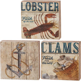 Lobster Anchor Clams Block Sign Set