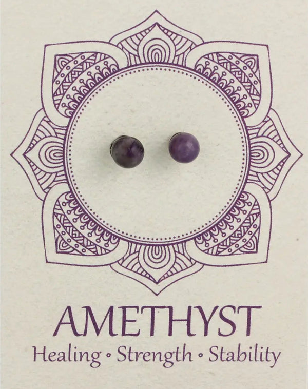 Amethyst Round Post Earring