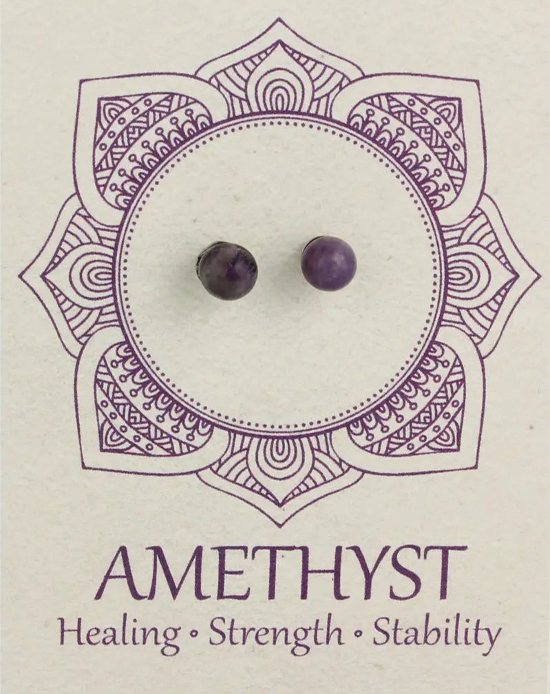 Amethyst Round Post Earring