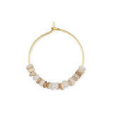 Beach Days White Bead Gold Hoop Earrings