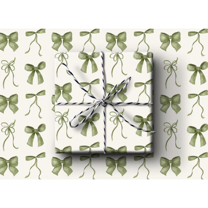 Green Bows Wrapping Paper Single Sheets