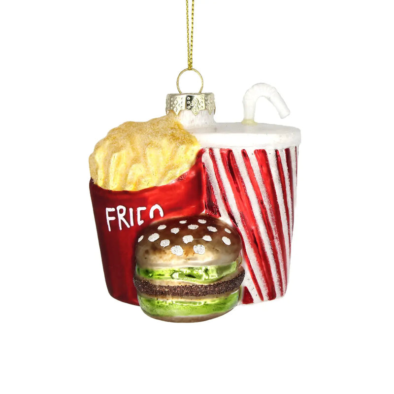 Fast Food Combo, Vintage Glass Holiday Ornament