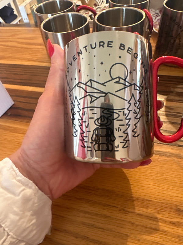 Adventure Begins Carabiner Steel Camping Mug