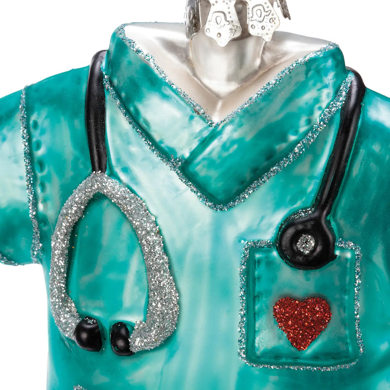 Glass Nurse Scrubs Ornament