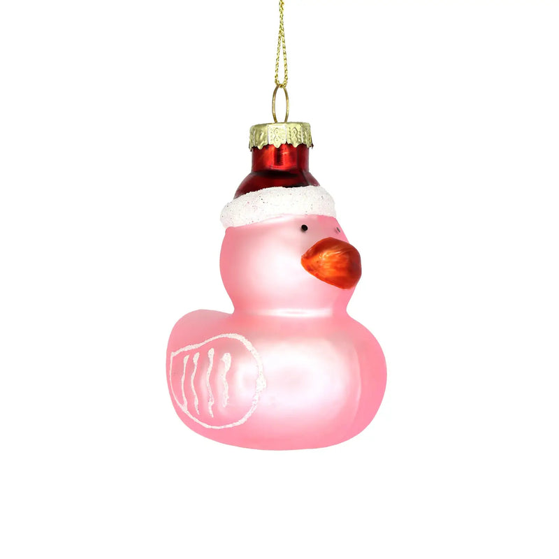 Pink Duckie Vintage Glass Christmas Ornament