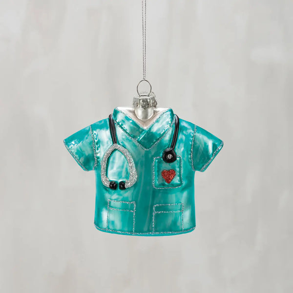 Glass Nurse Scrubs Ornament