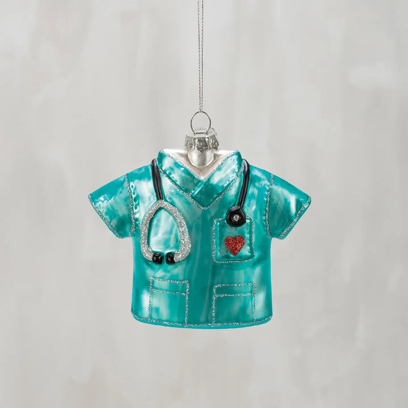 Glass Nurse Scrubs Ornament