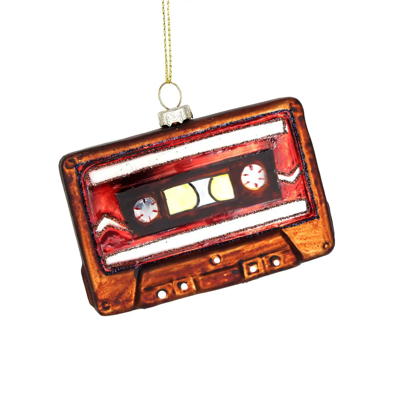Cassette Tape Vintage Glass Christmas Ornament